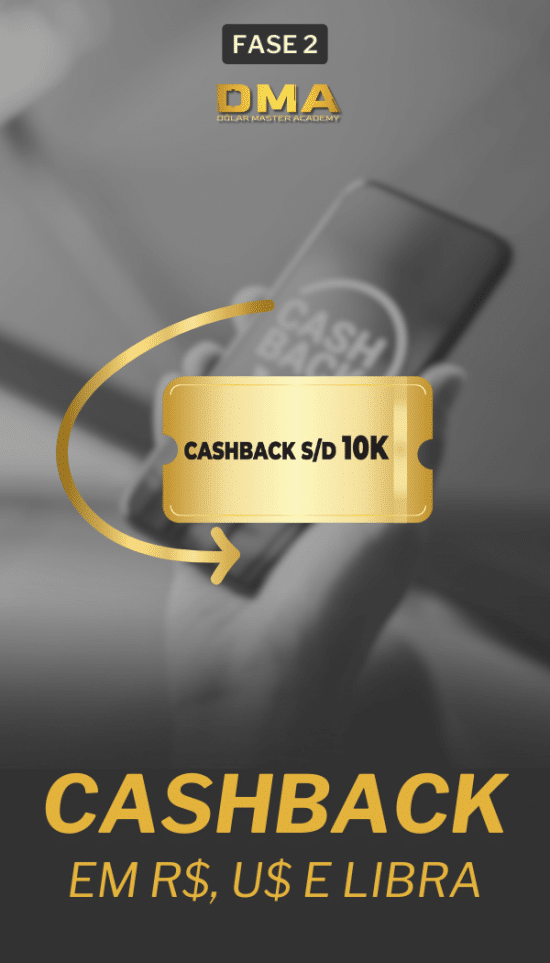 cashback em R$ , U$ e LIBRAS